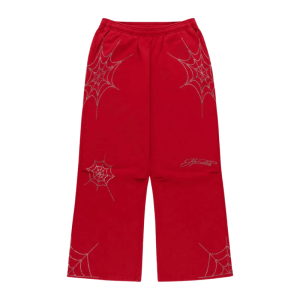 Rhinestone-Embellished Spider-Web Track Pants